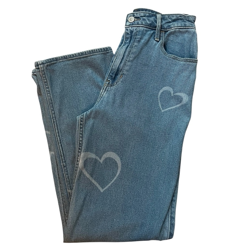 Hollister Blue Straight Leg Jeans with Heart Design